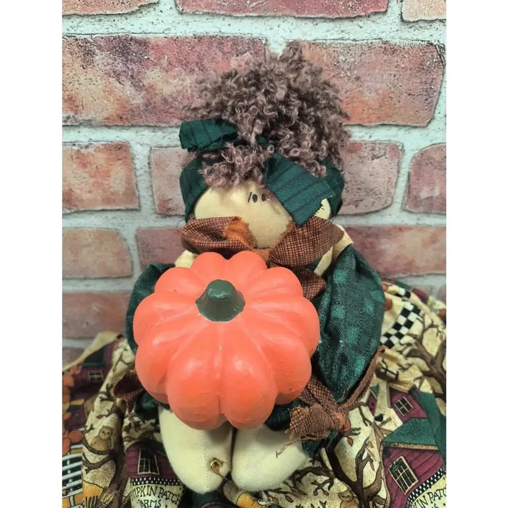 Country Cottage Farmhouse Vintage RagDoll Handmade Fall Harvest Decor Pumpkin